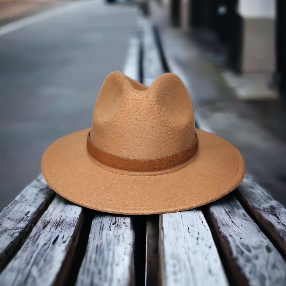 Unisex Felt Wide Brim Fedora Hat - Picture 4 of 9
